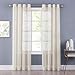 NICETOWN Living Room Voile Panel Drapes - Crushed Sheer Window Curtain Crinkle Grommet Voile Draperies for Villa/Hall/Parlor (One Pair, W52 x L84, Beige)