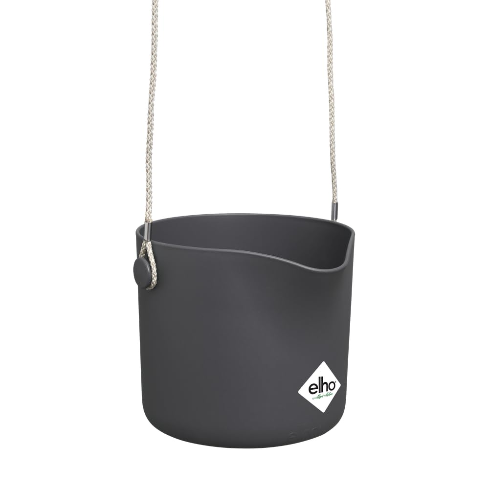 elho B.for Swing 18 - Hanging Plant Pot Indoor - 100% Recycled Plastic - Ø 18.0 x H 16.5 cm - Black/Anthracite — image 1