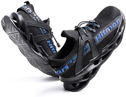 Hitmars Veiligheidsschoenen voor dames en heren met stalen neus lichte  werkschoenen uniseks sportieve schoenen met stalen neus ademend zwart blauw  grijs groen maat 36-48