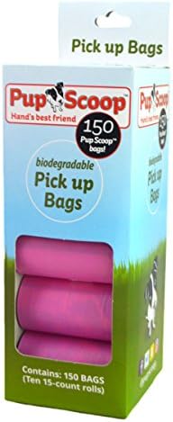 Pupscoop Dog Waste Bags, 150 Count, Unscented, Biodegradable Poop Bags (Pink)