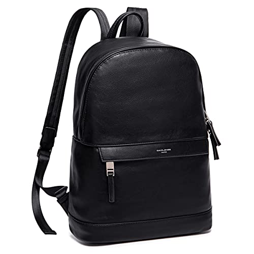 David Jones - Men's Backpack – Medium Backpack, 13 Inches Laptop Laptop PU Leather – Daypack Backpack Casual Elegant – Multifunctional Work School Travel Daily – Black