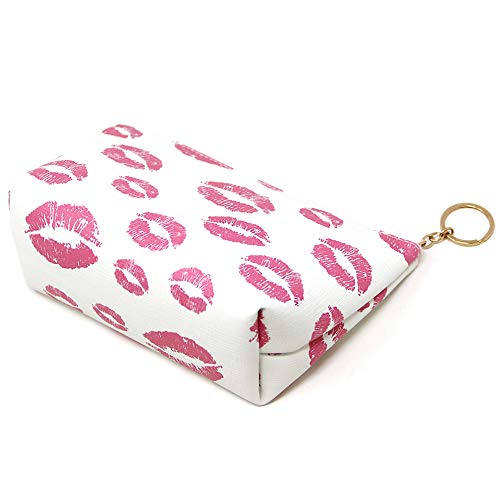 Me Plus Women Small Portable Travel Cosmetic Organizer Clutch Pouch Bag with Zipper Closure (10 Patterns) (LIPS)