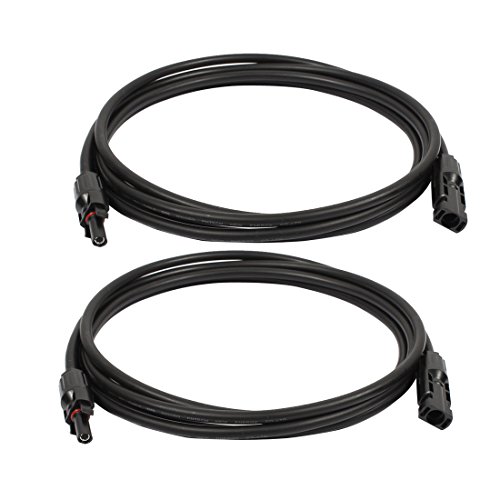 uxcell A Pair 10Ft Flexible Solar Panel Extensions Cable 10 AWG PV Wire w/Male Female MC4 Connector High Current Carrying Capacity