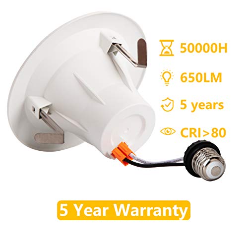 Bbounder Lighting 12 Pack 4 Inch LED Recessed Downlight, Baffle Trim, Dimmable, 9W=70W, 3000K Warm White, 650 LM, Damp Rated, Simple Retrofit Installation - UL + Energy Star No Flicker - Thumbnail 6