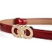 MoYoTo Women's Stylish Thin Patent Leather Gold Skinny Waist Belts For Dresses (Red)