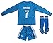 FCRM 2019/2020 New #7 Cristiano Ronaldo Kids Away Long Sleeve Soccer Jersey & Shorts Youth Sizes (Blue, 8-9 Years)