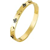 XROSIA 18K Gold Plated Lucky Clover Bracelet for Women Four Leaf Bangle Bracelets Trendy Jewelry Gifts for Women