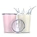 8.5oz Kids Tumbler Insulated Double Wall with Colorful Silicone Straws | Stainless Steel Sippy Cup with Lids and Straws | Unbreakable & BPA Free | Set of 2 (White/Pink 2 Pack)