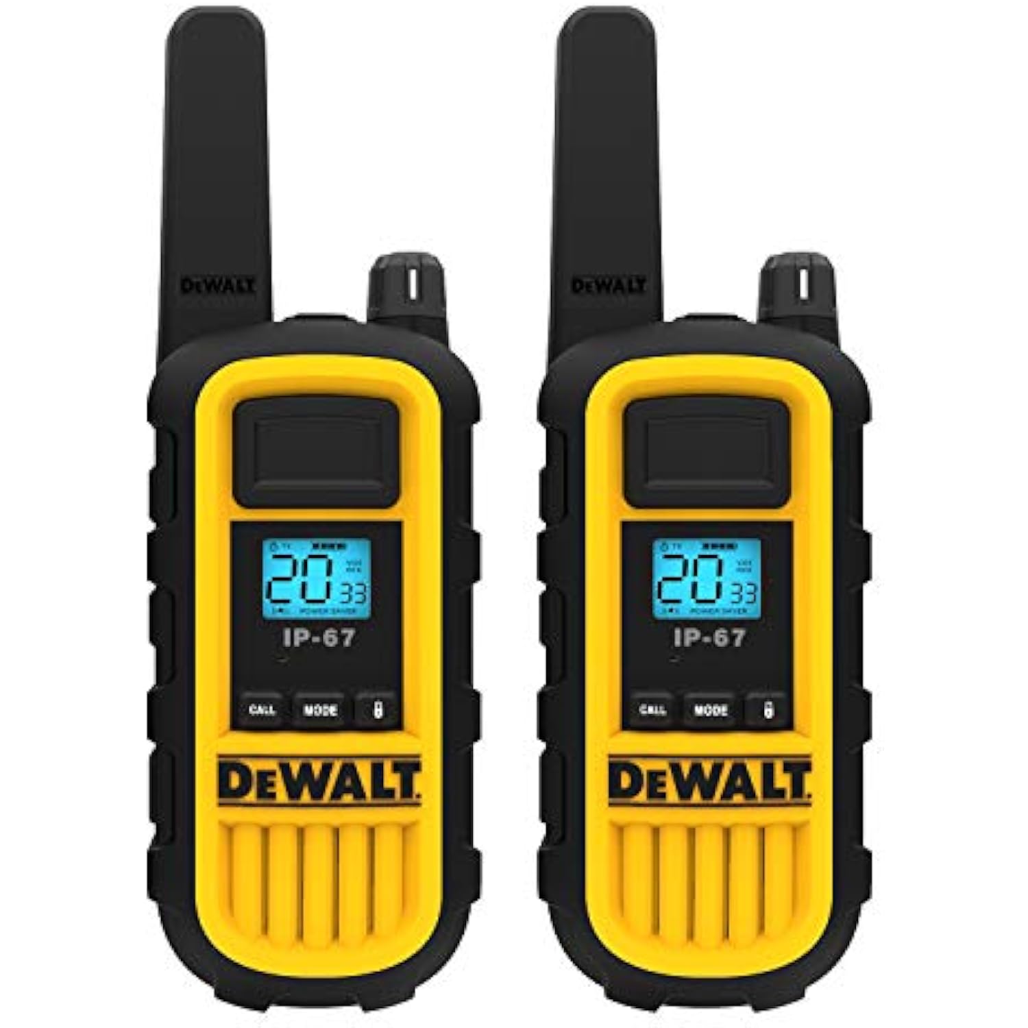 2 Pack DEWALT DXFRS800 2 Watt Walkie Talkies IP67 Shock Resistant