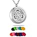 HooAMI Aromatherapy Essential Oil Diffuser Necklace - Stainless Steel Celtic Knot Round Locket Pendant