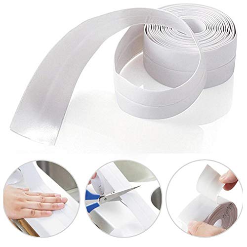 PVC Waterproof Sealing Tapes Pack of 2 Bathtub Caulk Strip Self Adhesive Waterproof Sealing Tape Edge Protector for Kitchen Countertop, Sink, Bathturb, Toilet, Gas Stove and Wall Coner