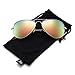JM Retro Mirror Aviator Sunglasses for Men Women Metal Frame Sun Glasses UV 400 Protection (Gold/Pink)