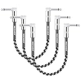 Neewer&reg; 3 Pack 1 Feet Guitar Patch Cable with 1/4" Right Angle Plugs, Black and White Tweed Woven Jacket