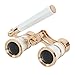 Aomekie Opera Glasses Binoculars 3X25 Theater Glasses Lorgnette Mini Binocular Compact with Handle for Adults Women in Musical Concert（White）