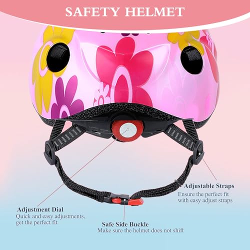 Kids Protective Gear Set, BOOM Toddler Helmet Adjustable, for Ages 2-8 Boys Girls with Sports Protective Gear Set with Knee and Elbow Pads Wrist Guards for Skateboard Cycling Scooter Rollerblading
