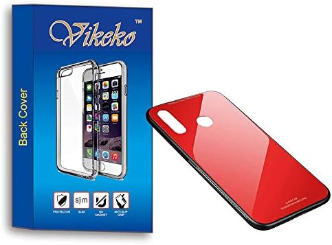 Vikeko Glass Back Case Slim Fashion Hard Glass Back Cover Soft TPU Bumper Frame Anti-Fingerprints Protective Case for Huawei P30 Lite (Red)