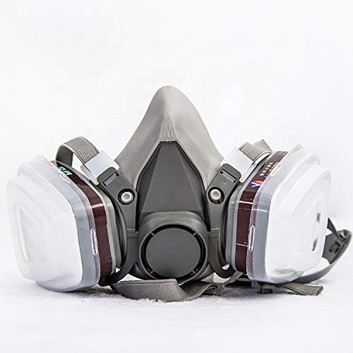 Respirator Mask - Gas Mask with Dual Filter Cartridges for Breathing Eye Protection Against Dust,Organic Vapors, Chemicals-Paint Respirator for DIY projects (Mask)