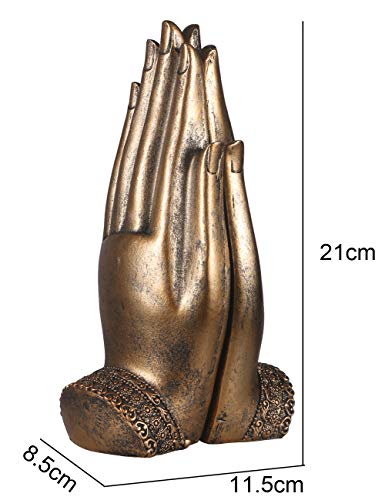 NBHUZEHUA Buddha Sitting in Hand Statue Resin Lao Thai Buddhist Figurines Home Decor Zen Gifts Gold - Thumbnail 3