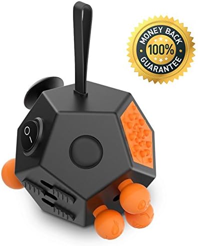 Fidget Dodecagon –12 Side Fidget Cube Relieves Stress and Anxiety Anti depression cube(Black + orange)