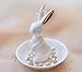 White Bunny Rabbit Ring Dish Holder Jewelry Tray For Earrings Necklace Bracelet Display Organizer