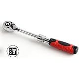 J&R Quality Tools 3/8" Drive Extendable Ratchet Handle, Cr-Va Steel | Reversible | Soft-Grip | Telescoping (8-1/2" - 12-3/8") …