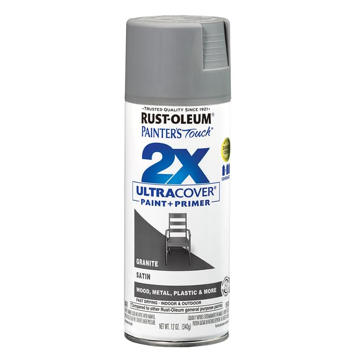 Rust-Oleum 249078-6PK Painter's Touch 2X Ultra Cover Spray Paint, 12 oz, Satin Granite, 6 Pack Image