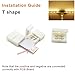 LightingWill 10pcs/Pack T Shape Solderless Snap Down 2Pin Conductor LED Strip Connector for Quick Splitter Connection of 8mm Wide 3528 2835 Single Color Flex LED Strips
