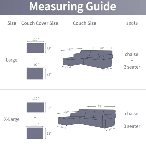 HOMERILLA Sectional Couch Covers 2 Pieces L Shape Sofa Covers 3 Seater