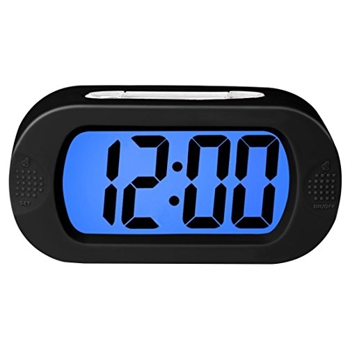 ZHPUAT Colorful Light Digital Alarm Clock with Snooze, Simple Setting, Progressive Alarm, Battery Operated, Shockproof, The Ideal Gift Clock For Kids & Convenient for Travel (Black)