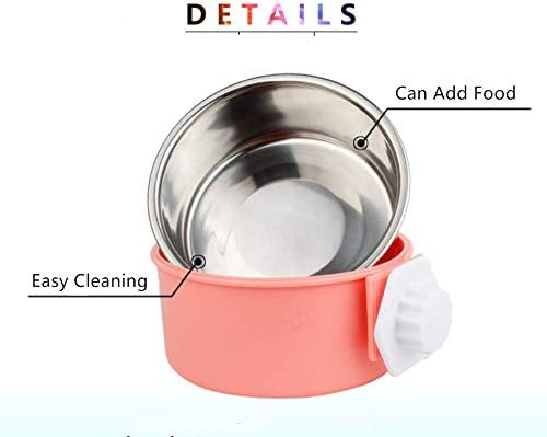 2-in-1 Pet Food Water Hanging Bowl for Crates & Cages Removable Stainless Steel and Plastic Feeder Double Feeding Bowl for Dog Cat Small Animals (L - Image 4