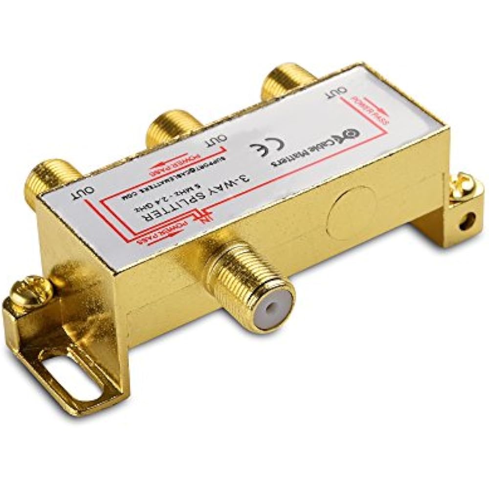 2Pack Gold Plated 2.4 Ghz 3 Way Coaxial Cable Splitter (Coaxial / TV