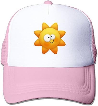 Uzhongquux Cartoon Smiling Sun Summer Mesh Cap With Adjustable Snapback Strap Pink