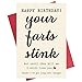 Kirynurd Your Farts Stink Funny Happy Birthday Card, Birthday Card for Boyfriend Him Husband Girlfriend Wife Partner