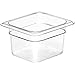 Cambro Camwear Food Pan, Plastic, 1/6 Size, 4'' Deep, Polycarbonate, Clear, Nsf (6 Pieces/Unit)