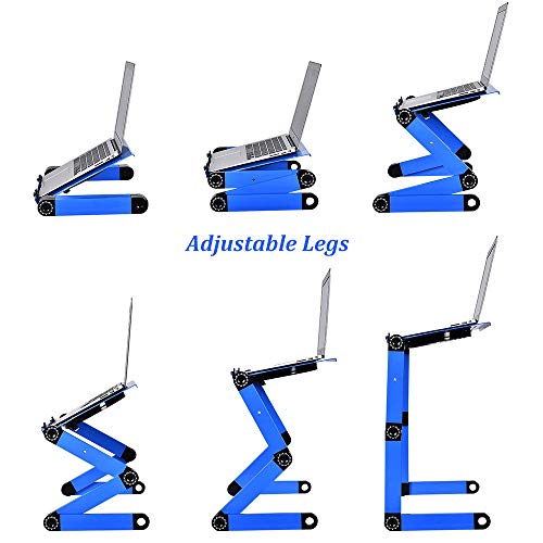 BAIJIAWEI Adjustable Laptop Table Stand with 2 CPU Cooling Fan, Portable Vented Lap Desk with Mouse Pad Side, Foldable Tray Table for Bed, Couch and Sofa - Thumbnail 4