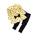 XILALU New Baby Sets Heart-Shaped Print Bow Cute 2PCS Kids Set T Shirt + Pants (6-12M, Yellow)
