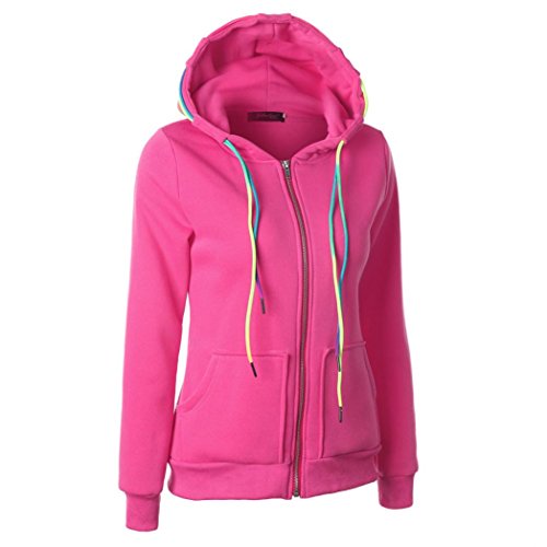 Clearance Sale! Women Hoodies Coat,Canserin Women's Fashion Full Zip Fleece Hooded Sweatshirt Jacket With Pocket (XXL, Pink) - Thumbnail 2