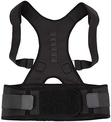 WDDGPZJD Posture Corrector Spine Support Belt For Men Women Magnetic Shoulder Back Belt Posture Corrector Neoprene Back Corset Brace Straightener