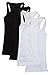 Zenana Outfitters 4 Pack Womens Basic Ribbed Racerback Tank Top WHITE/WHITE/BLACK/BLACK M