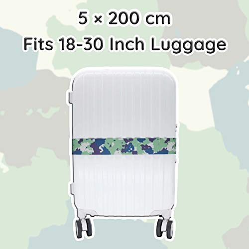 Adjustable Luggage/Suitcase Straps/Belt Tsa Approved - Lockable Travel Accessory - TSA Combination Locking - with Integrated TSA (Travel Sentry Approved) Lock - Green Camouflage