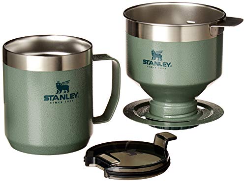 STANLEY Perfect Brew Pour Over Set | 12 oz Camp Mug with Lid Included | Drip Coffee Maker with Reusable Filter | Insulated Stainless Steel | BPA-Free | Hammertone Green