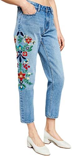 Wilde Flower Bohemian Floral Embroidered Distressed Boyfriend Jeans