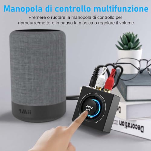 YMOO Bluetooth 5.3 HiFi Audio Receiver for Stereo System, 3.5mm RCA Jack, Wireless Range of 100 Feet, Aux Adapter for Tablet/Smartphone/PC/Laptop/Headphones