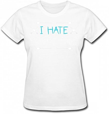 PUDNTSD I Hate Everyone Humor Saying Fun Tshirt Trendy Print T-Shirts Valentine Women's Tee White