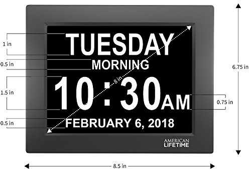 [Newest Version] Day Clock - Extra Large Impaired Vision Digital Clock with Battery Backup & 5 Alarm Options (Matte Black) - Thumbnail 2