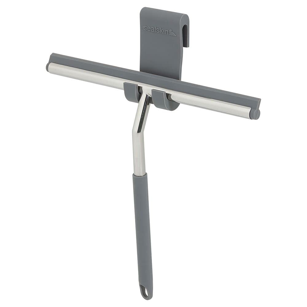 Sealskin Urban Deluxe Window Wiper Including Flexible Glass Hook and Screw Hook, Stainless Steel Polished, 26 x 23.5 x 3 cm