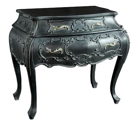 Noir Black Ornate Bombe Chest Of Drawers Sideboard Amazon Co Uk