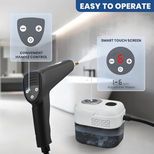 TLPEMN Nettoyeur Vapeur 2500W, Nettoyeur Vapeur Professionnel avec 6 Modes Réglables, Réservoir 1700ml, 15 Accessoires pour Sols, Vitres, Cuisine, Salle de Bain, Voiture et Rideaux