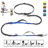 Bolux Hands Free Dog Leash Dual Handle Running Leash Shock Absorbing, Extendible Bungee Reflective Stitching Adjustable Waist Belt (Fits up to 47