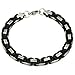 Trendsmax 8mm Stainless Steel Mens Bracelet Flat Byzantine Chain Silver Black Tone Length 7-11 inch